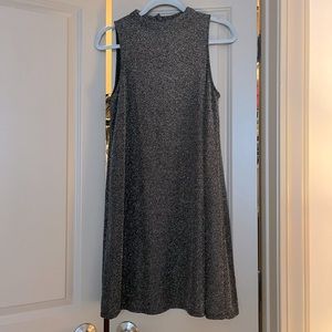 Black and Silver Halter Shift Dress
